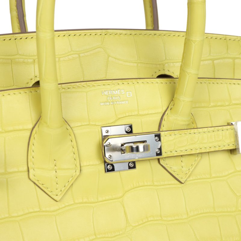 Hermes Birkin 25 Lime Matte Alligator Palladium Hardware - Image 6
