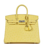 Hermes Birkin 25 Jaune Citron Ostrich Palladium Hardware
