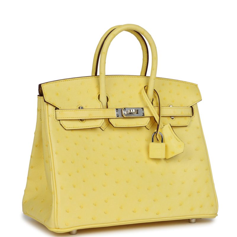 Hermes Birkin 25 Jaune Citron Ostrich Palladium Hardware - Image 2