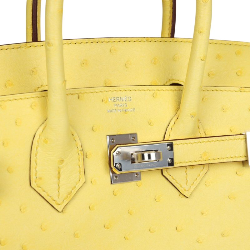 Hermes Birkin 25 Jaune Citron Ostrich Palladium Hardware - Image 6