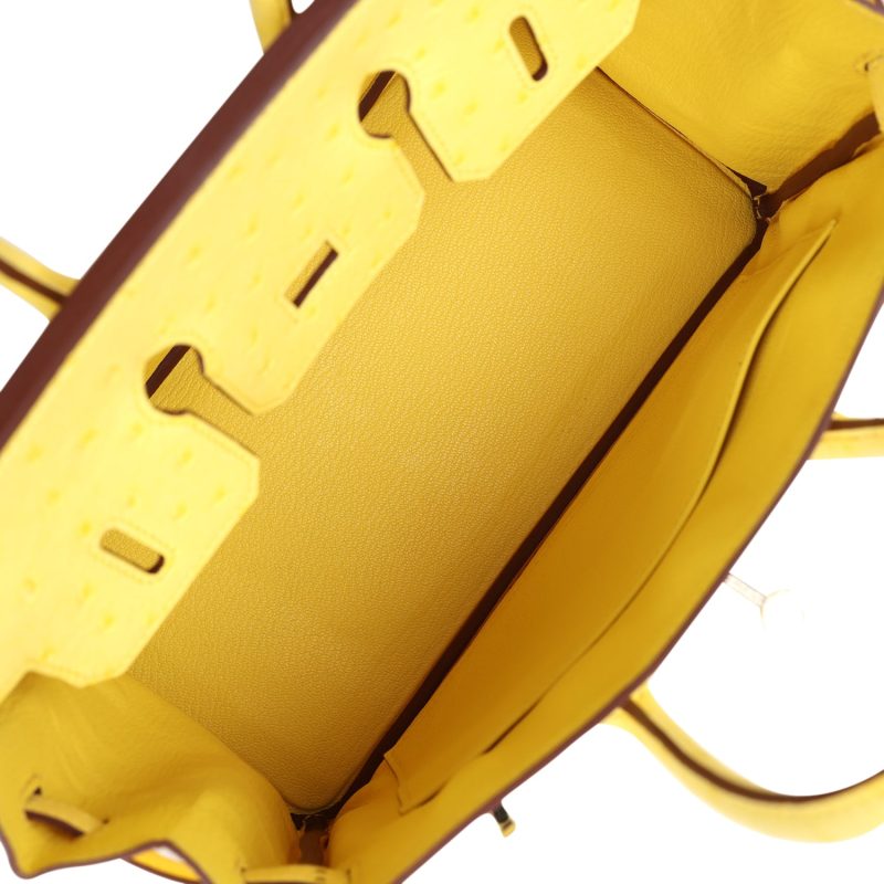 Hermes Birkin 25 Jaune Citron Ostrich Palladium Hardware - Image 7