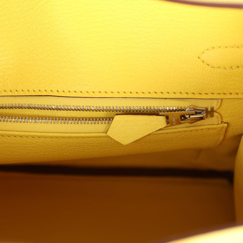 Hermes Birkin 25 Jaune Citron Ostrich Palladium Hardware - Image 8