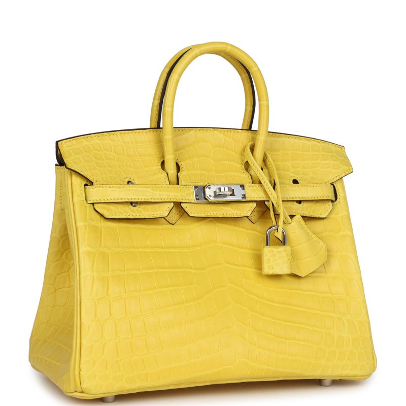 Hermes Birkin 25 Mimosa Matte Niloticus Crocodile Palladium Hardware - Image 2