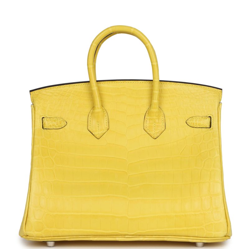 Hermes Birkin 25 Mimosa Matte Niloticus Crocodile Palladium Hardware - Image 4