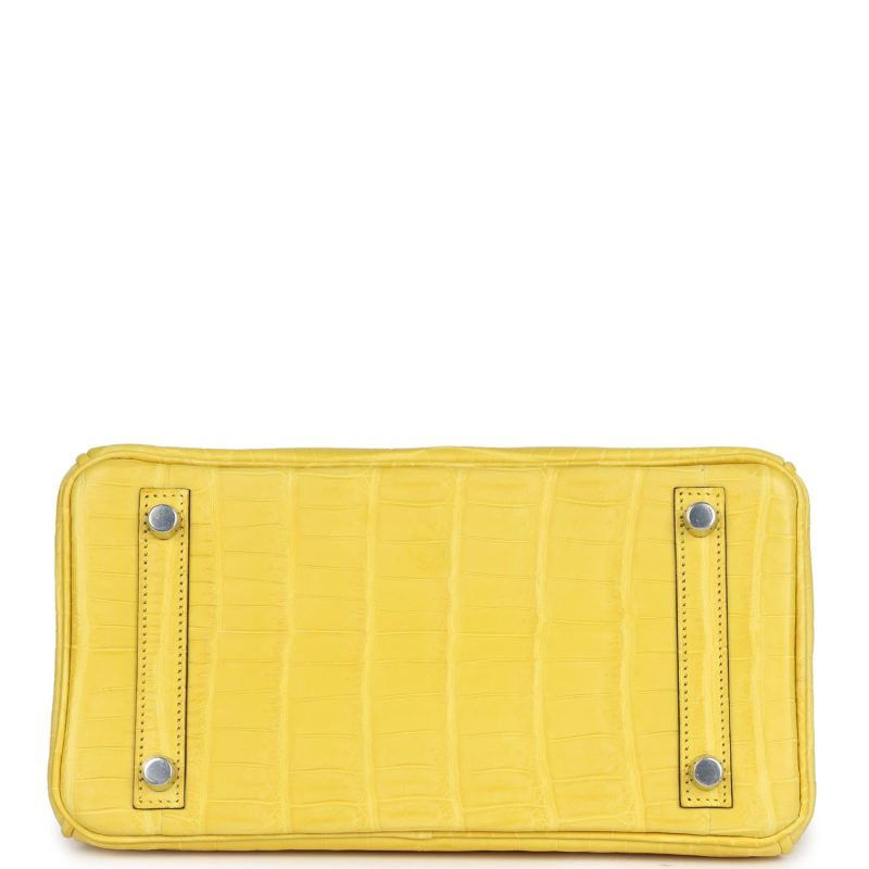 Hermes Birkin 25 Mimosa Matte Niloticus Crocodile Palladium Hardware - Image 5