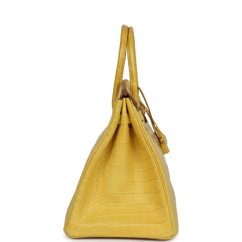 Hermes Birkin 35 Mimosa Matte Porosus Crocodile Gold Hardware - Image 3