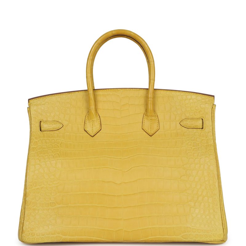 Hermes Birkin 35 Mimosa Matte Porosus Crocodile Gold Hardware - Image 4