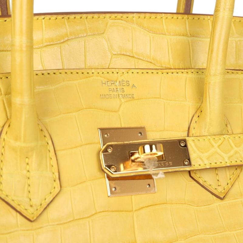 Hermes Birkin 35 Mimosa Matte Porosus Crocodile Gold Hardware - Image 6