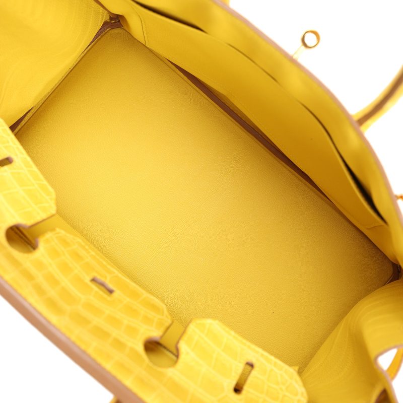 Hermes Birkin 35 Mimosa Matte Porosus Crocodile Gold Hardware - Image 7