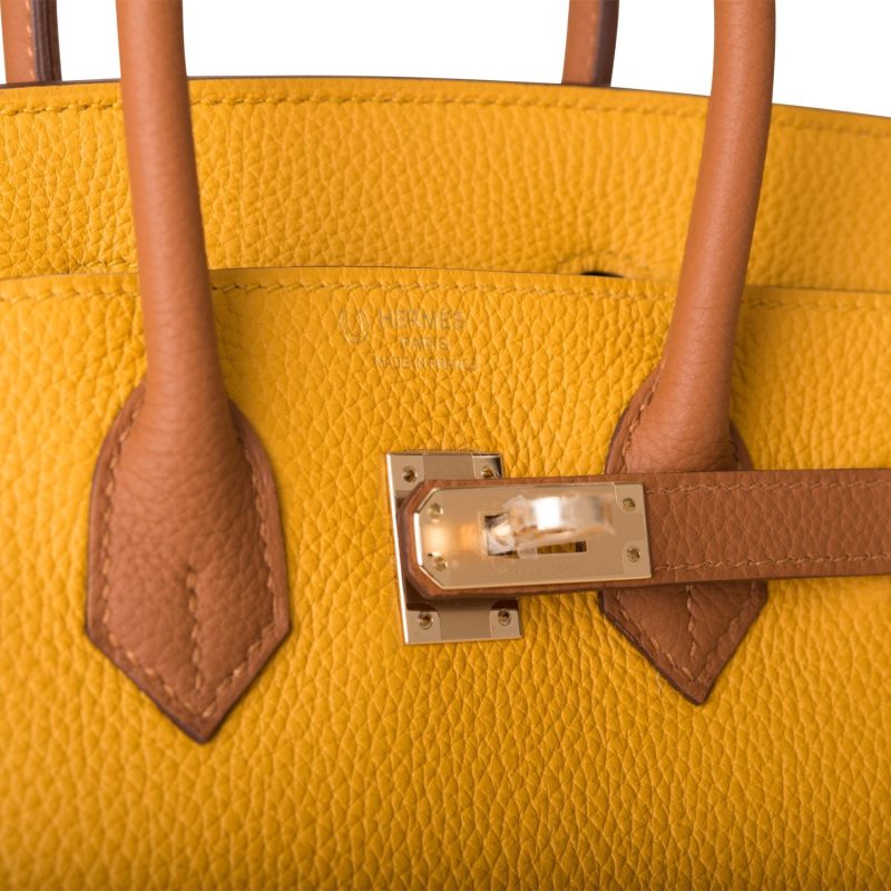 Hermes Special Order (HSS) Birkin 25 Jaune Ambre and Gold Togo Permabrass Hardware - Image 6