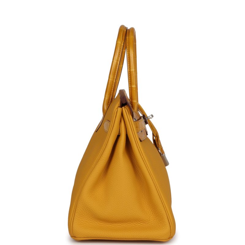 Hermes Birkin 30 Jaune Ambre Shiny Niloticus Crocodile and Togo Touch Palladium Hardware - Image 3