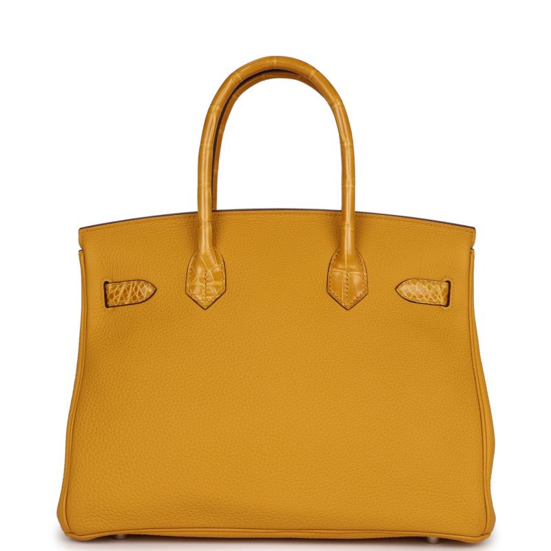 Hermes Birkin 30 Jaune Ambre Shiny Niloticus Crocodile and Togo Touch Palladium Hardware - Image 4