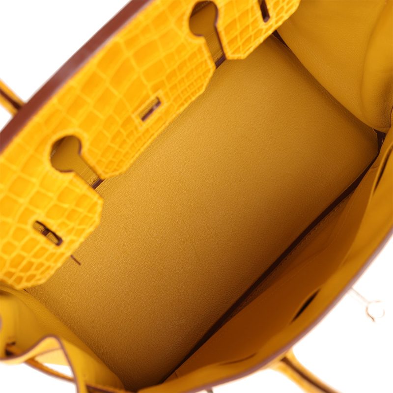 Hermes Birkin 30 Jaune Ambre Shiny Niloticus Crocodile and Togo Touch Palladium Hardware - Image 7