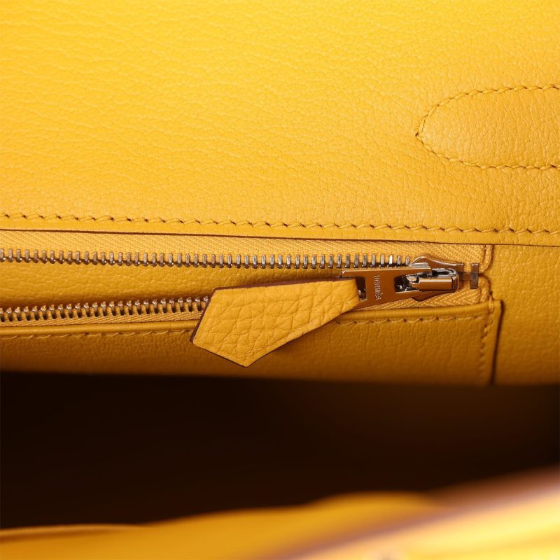 Hermes Birkin 30 Jaune Ambre Shiny Niloticus Crocodile and Togo Touch Palladium Hardware - Image 8