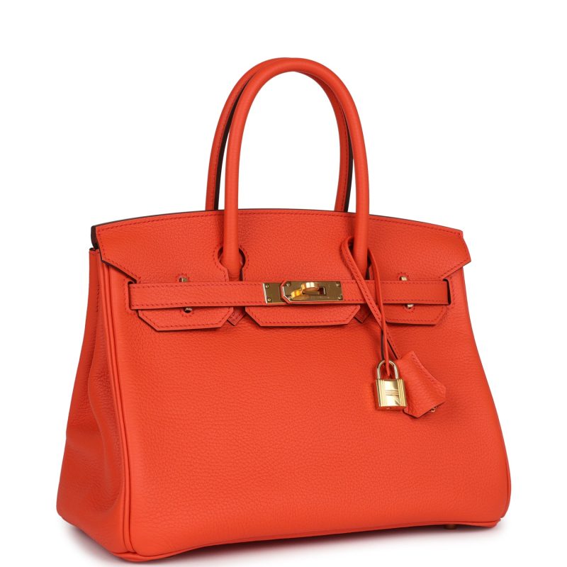 Hermes Birkin 30 Orange Poppy Clemence Gold Hardware - Image 2