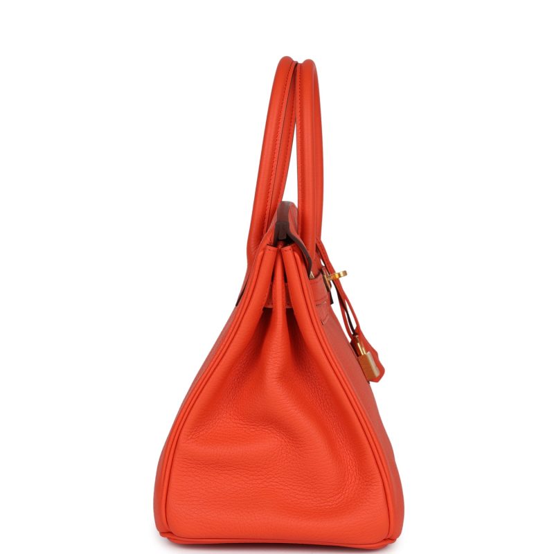 Hermes Birkin 30 Orange Poppy Clemence Gold Hardware - Image 3
