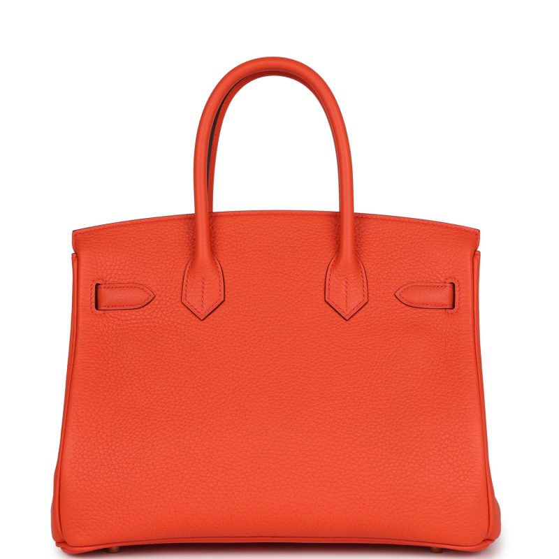Hermes Birkin 30 Orange Poppy Clemence Gold Hardware - Image 4