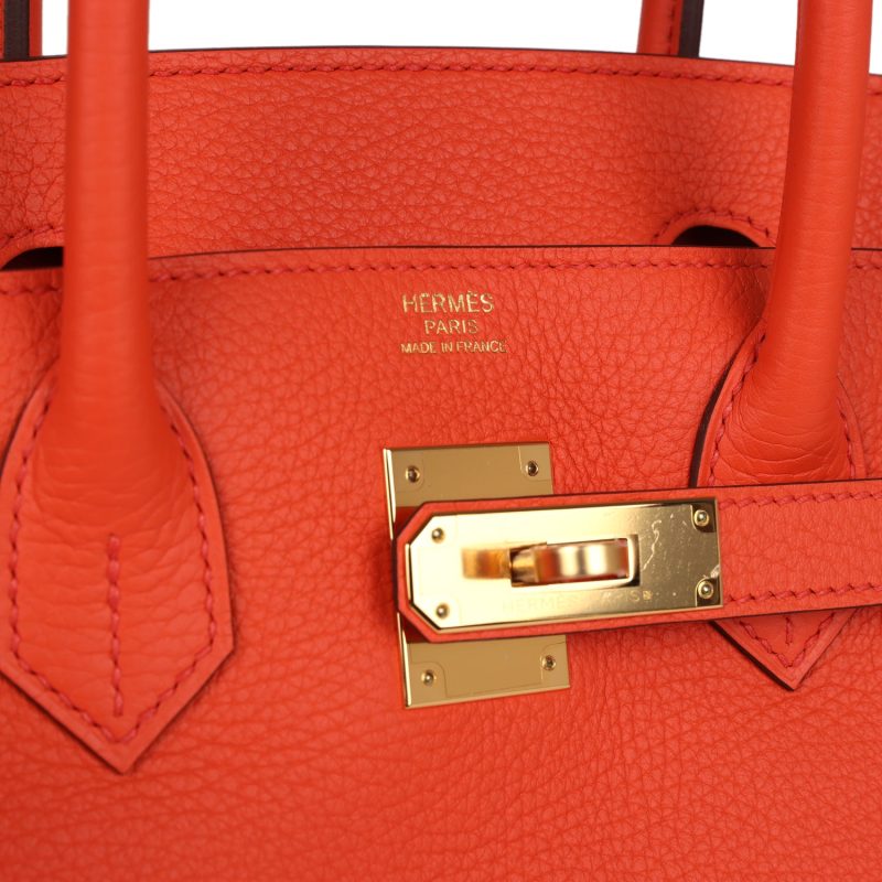 Hermes Birkin 30 Orange Poppy Clemence Gold Hardware - Image 6
