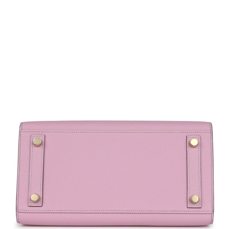 Hermes Special Order (HSS) Birkin 25 Mauve Sylvestre and Bleu Glacier Epsom Brushed Gold Hardware - Image 5