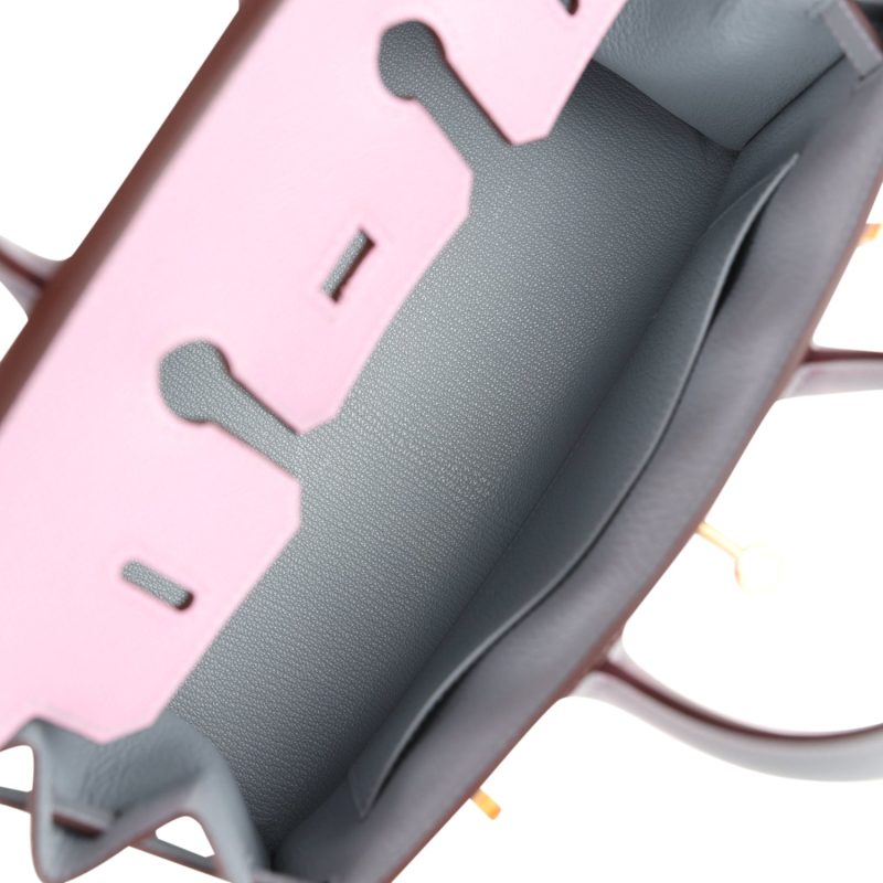 Hermes Special Order (HSS) Birkin 25 Mauve Sylvestre and Bleu Glacier Epsom Brushed Gold Hardware - Image 7