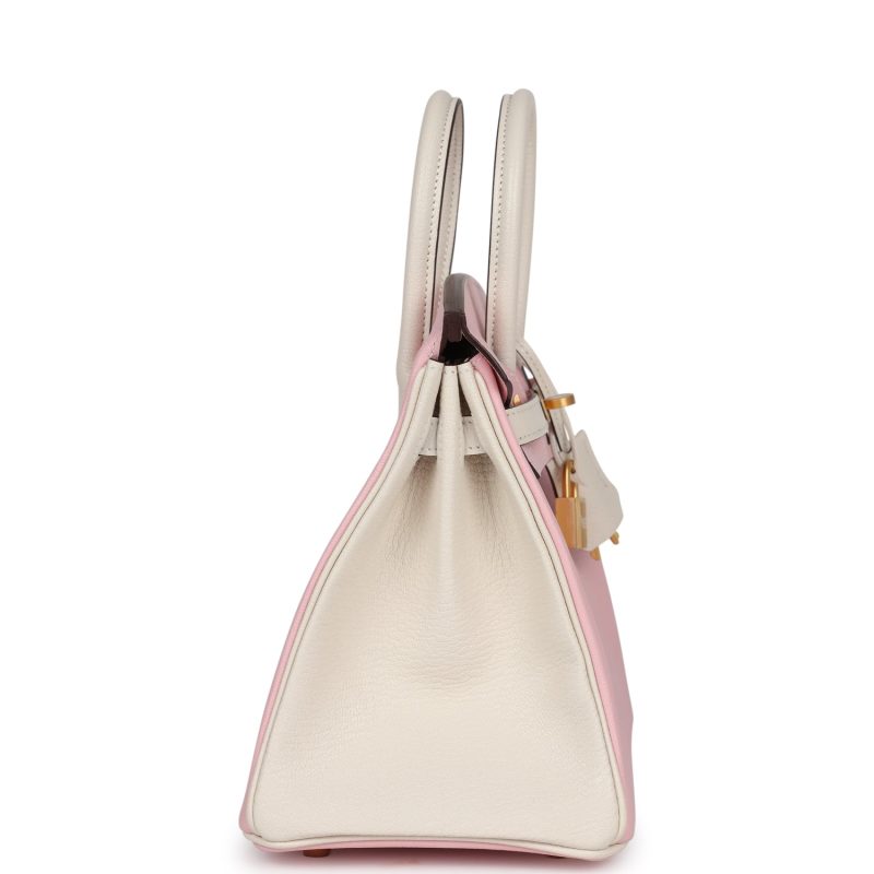 Hermes Special Order (HSS) Birkin 25 Rose Sakura and Nata Chevre Brushed Gold Hardware - Image 3