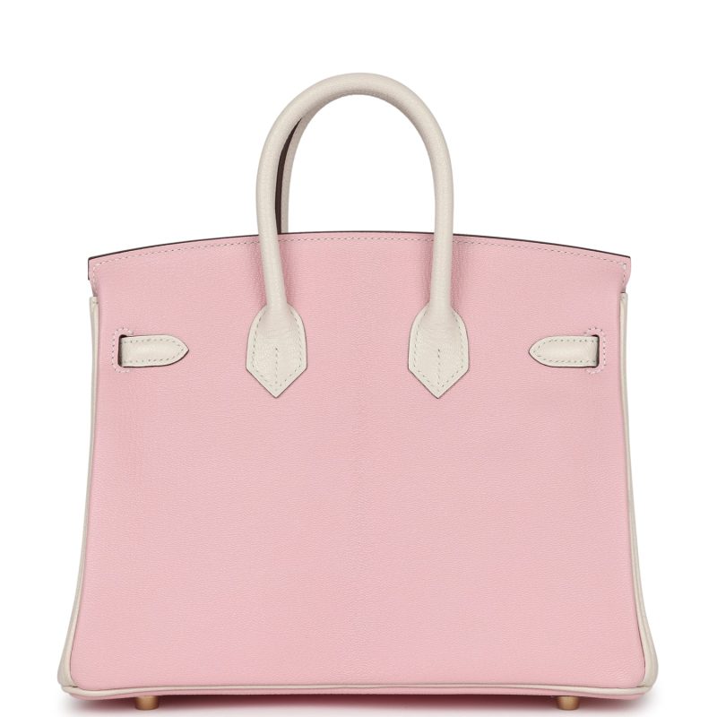 Hermes Special Order (HSS) Birkin 25 Rose Sakura and Nata Chevre Brushed Gold Hardware - Image 4