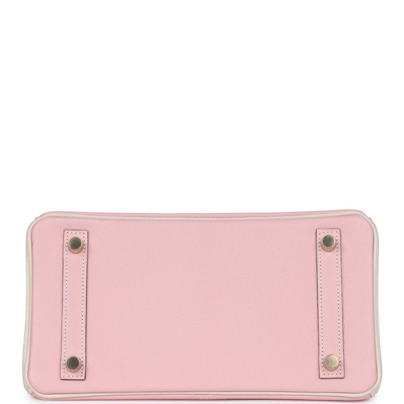 Hermes Special Order (HSS) Birkin 25 Rose Sakura and Nata Chevre Brushed Gold Hardware - Image 5