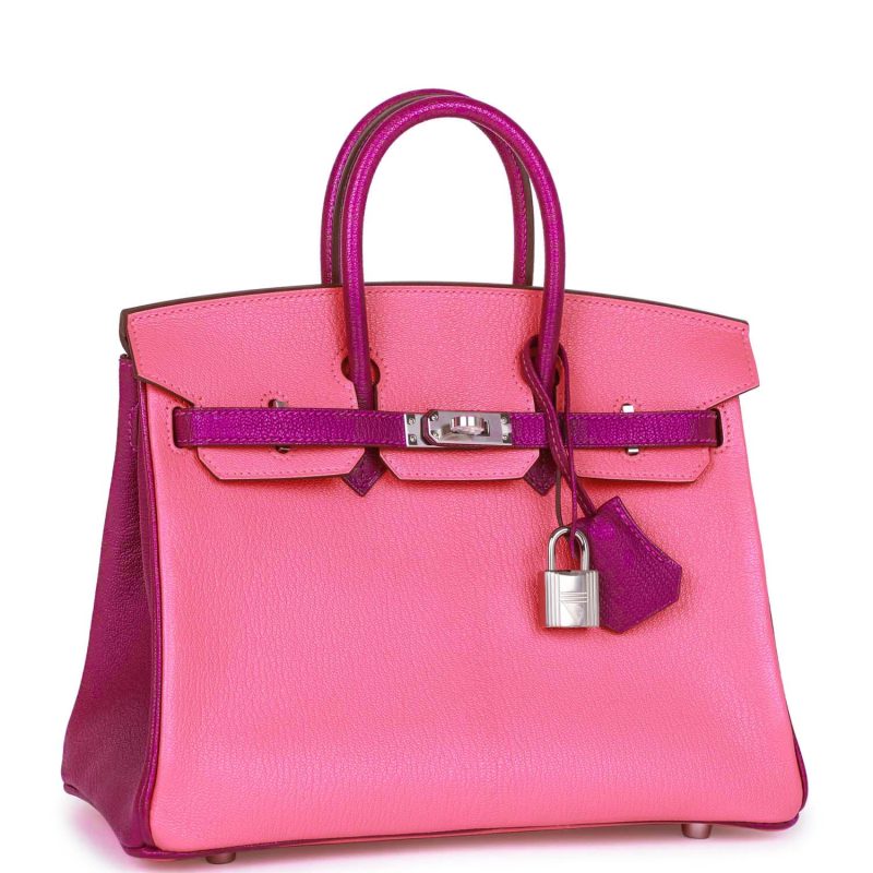 Hermes Special Order (HSS) Birkin 25 Rose Lipstick and Anemone Chevre Palladium Hardware - Image 2
