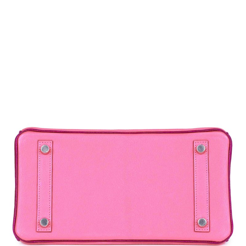Hermes Special Order (HSS) Birkin 25 Rose Lipstick and Anemone Chevre Palladium Hardware - Image 5