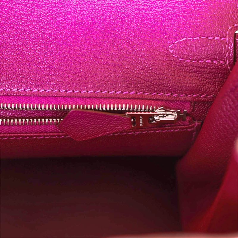 Hermes Special Order (HSS) Birkin 25 Rose Lipstick and Anemone Chevre Palladium Hardware - Image 8
