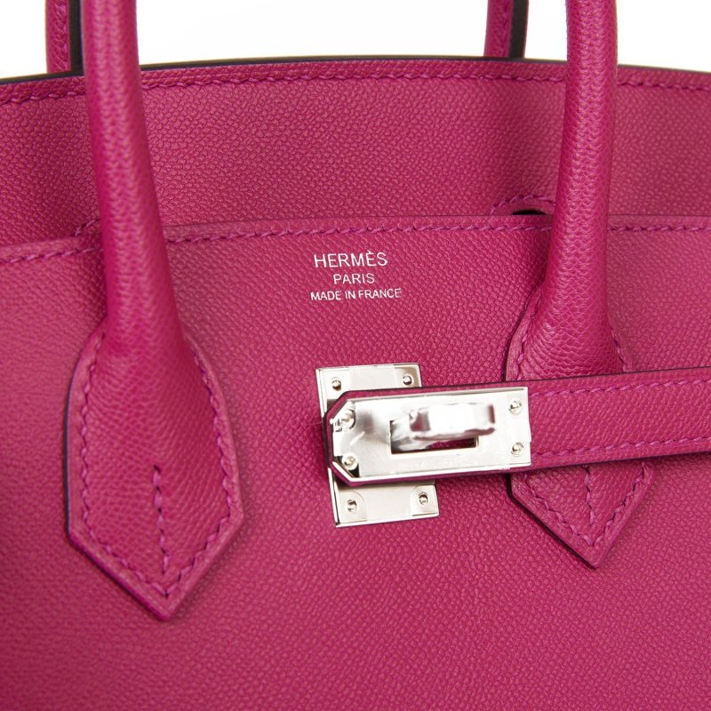 Hermes Birkin Sellier 25 Rose Pourpre Veau Madame Palladium Hardware - Image 6