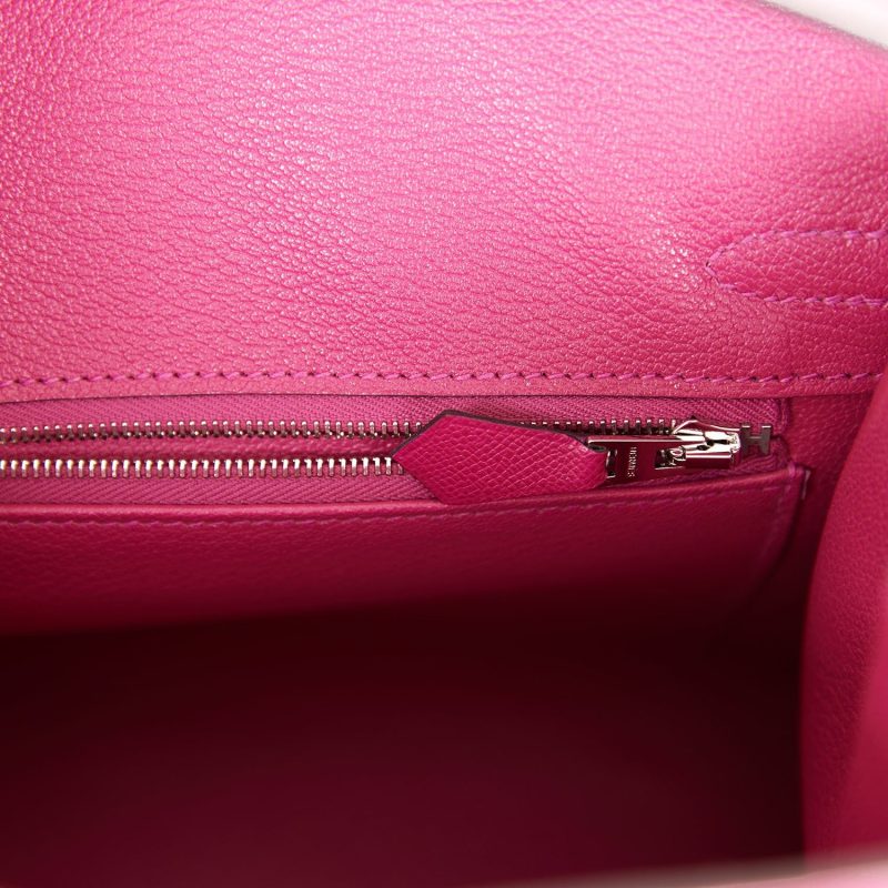 Hermes Birkin Sellier 25 Rose Pourpre Veau Madame Palladium Hardware - Image 8