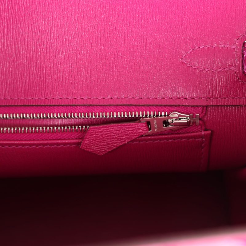 Hermes Birkin 25 Rose Sheherazade Shiny Porosus Crocodile Palladium Hardware - Image 8