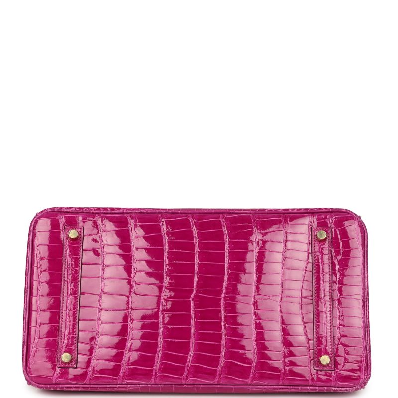 Hermes Birkin 35 Rose Scheherazade Shiny Porosus Crocodile Gold Hardware - Image 5