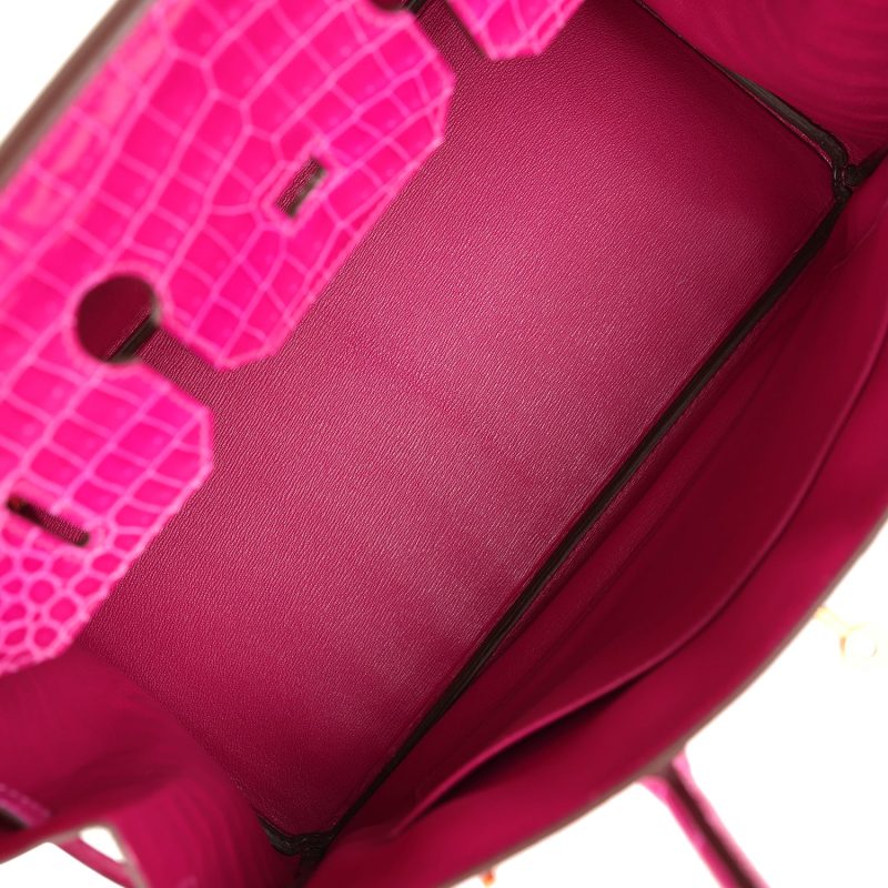 Hermes Birkin 35 Rose Scheherazade Shiny Porosus Crocodile Gold Hardware - Image 7