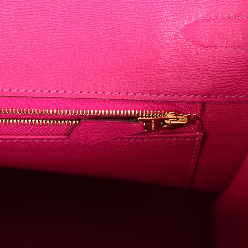 Hermes Birkin 35 Rose Scheherazade Shiny Porosus Crocodile Gold Hardware - Image 8