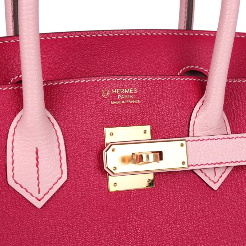 Hermes Special Order (HSS) Birkin 30 Rose Mexico and Rose Sakura Chevre Rose Gold Hardware - Image 6