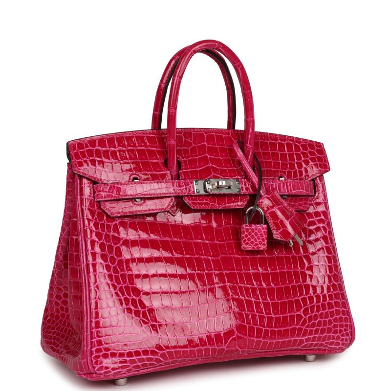 Hermes Birkin 25 Rose Mexico Shiny Porosus Crocodile Palladium Hardware - Image 2