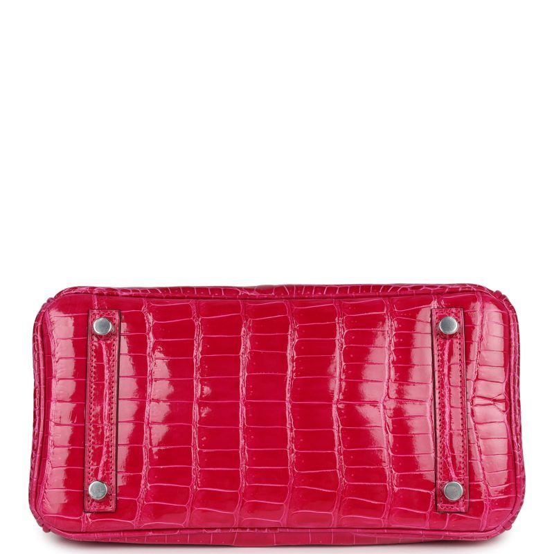 Hermes Birkin 25 Rose Mexico Shiny Porosus Crocodile Palladium Hardware - Image 5