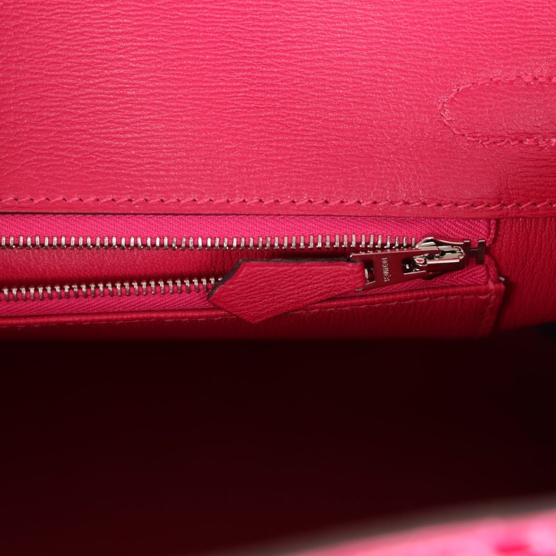 Hermes Birkin 25 Rose Mexico Shiny Porosus Crocodile Palladium Hardware - Image 8