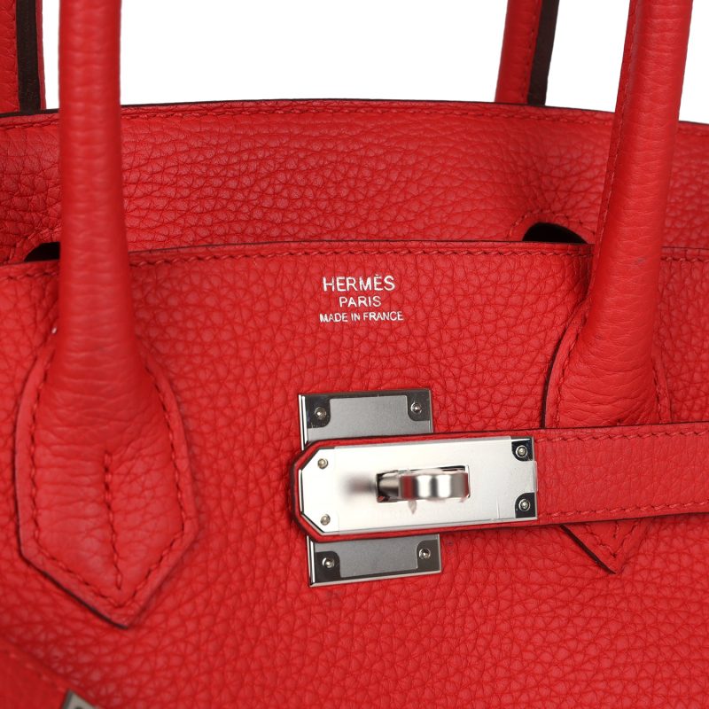 Hermes Birkin 30 Rouge Tomate Clemence Palladium Hardware - Image 6