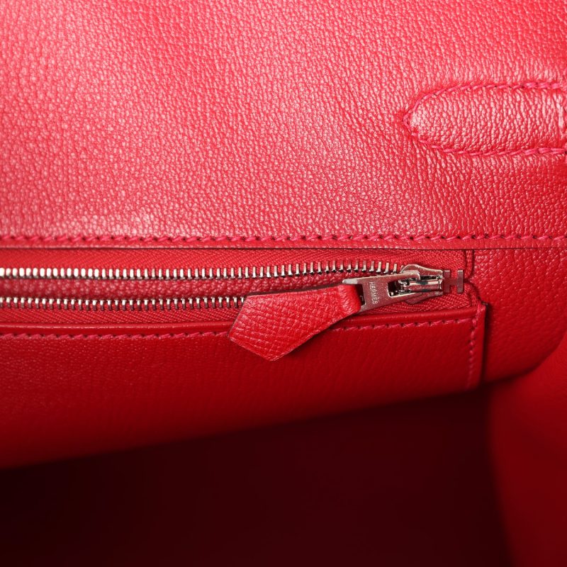 Hermes Birkin 35 Rouge Casaque Epsom Palladium Hardware - Image 8
