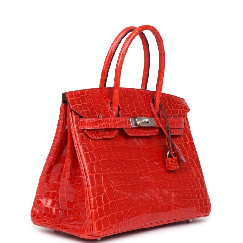 Hermes Birkin 30 Geranium Shiny Niloticus Crocodile Palladium Hardware - Image 2
