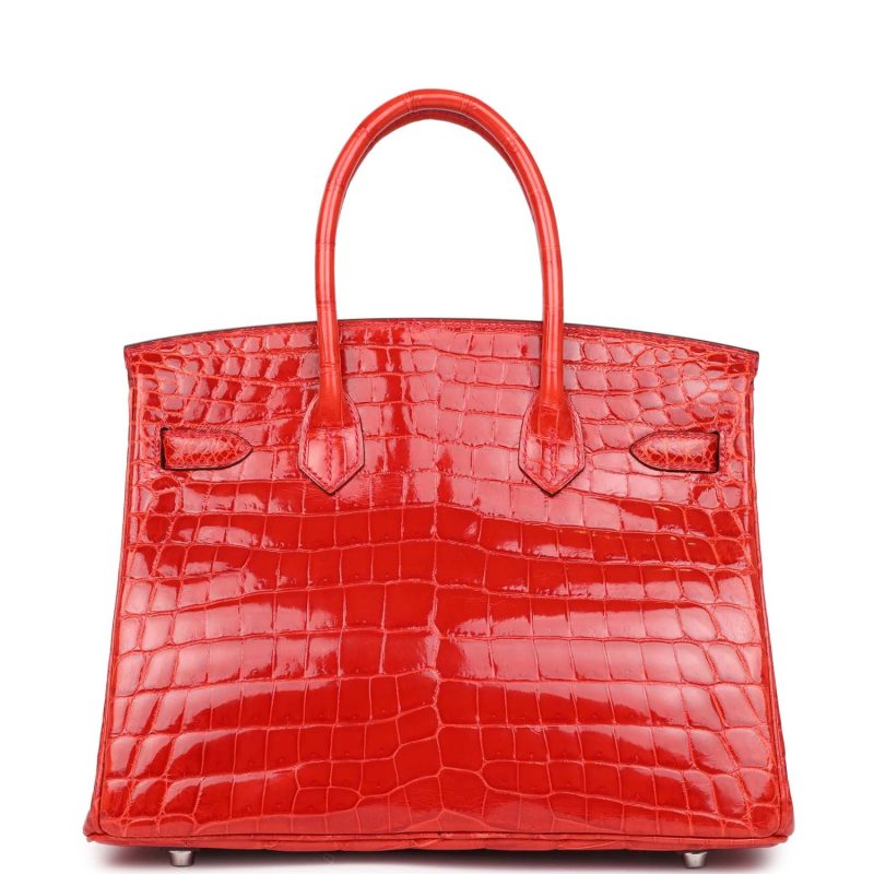 Hermes Birkin 30 Geranium Shiny Niloticus Crocodile Palladium Hardware - Image 4