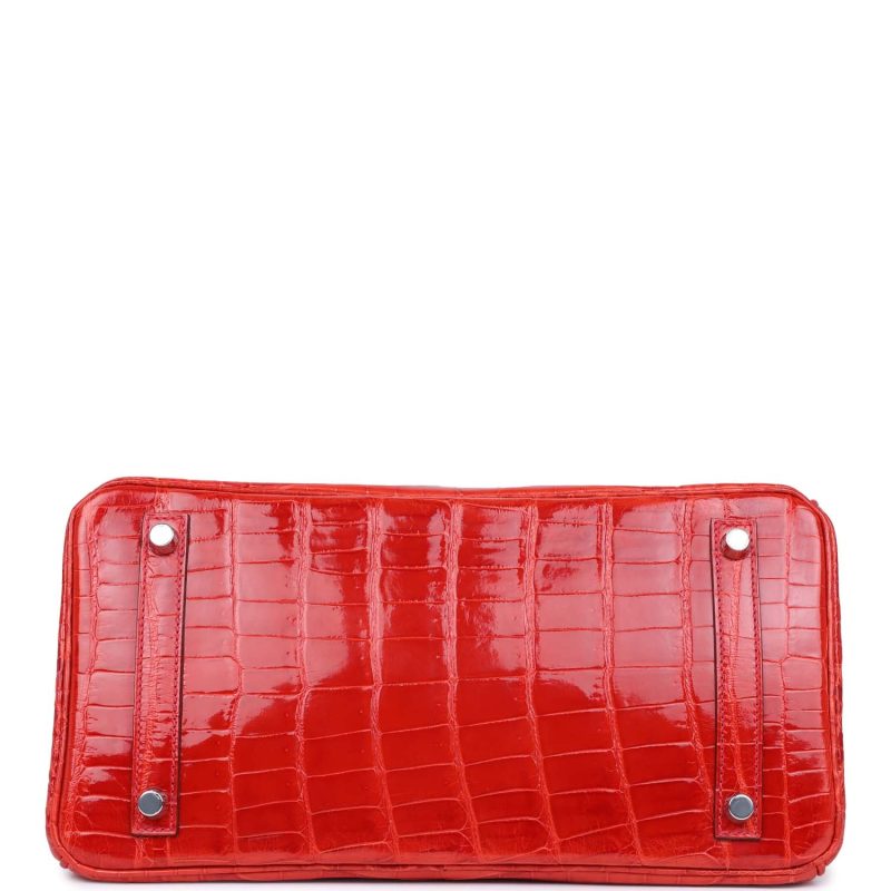 Hermes Birkin 30 Geranium Shiny Niloticus Crocodile Palladium Hardware - Image 5