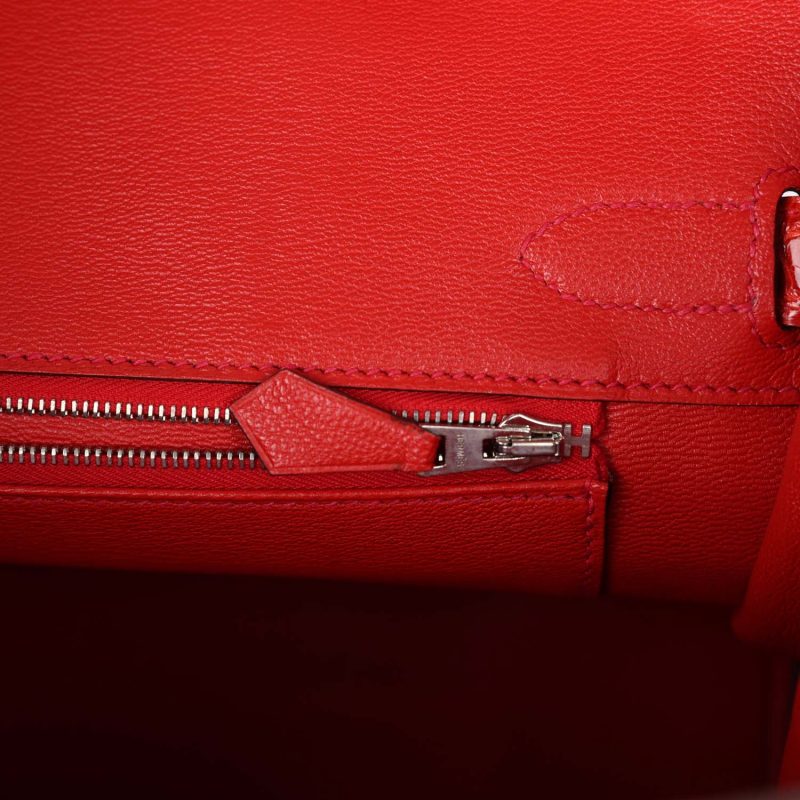 Hermes Birkin 30 Geranium Shiny Niloticus Crocodile Palladium Hardware - Image 8