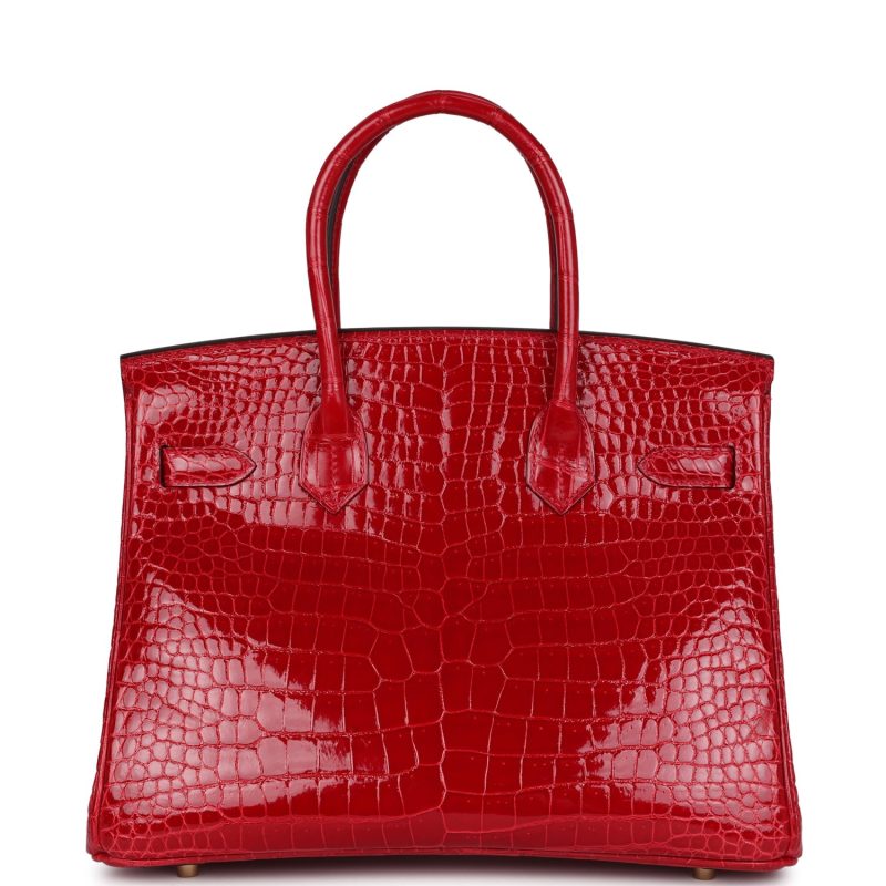 Hermes Birkin 30 Braise Shiny Porosus Crocodile Gold Hardware - Image 4