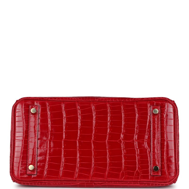 Hermes Birkin 30 Braise Shiny Porosus Crocodile Gold Hardware - Image 5