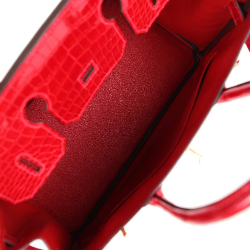 Hermes Birkin 30 Braise Shiny Porosus Crocodile Gold Hardware - Image 7