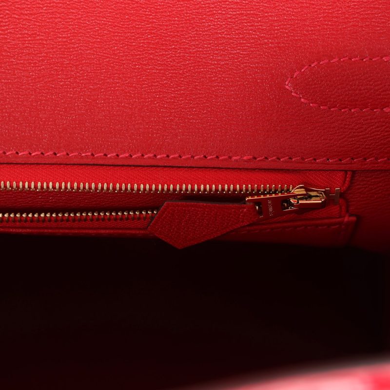 Hermes Birkin 30 Braise Shiny Porosus Crocodile Gold Hardware - Image 8